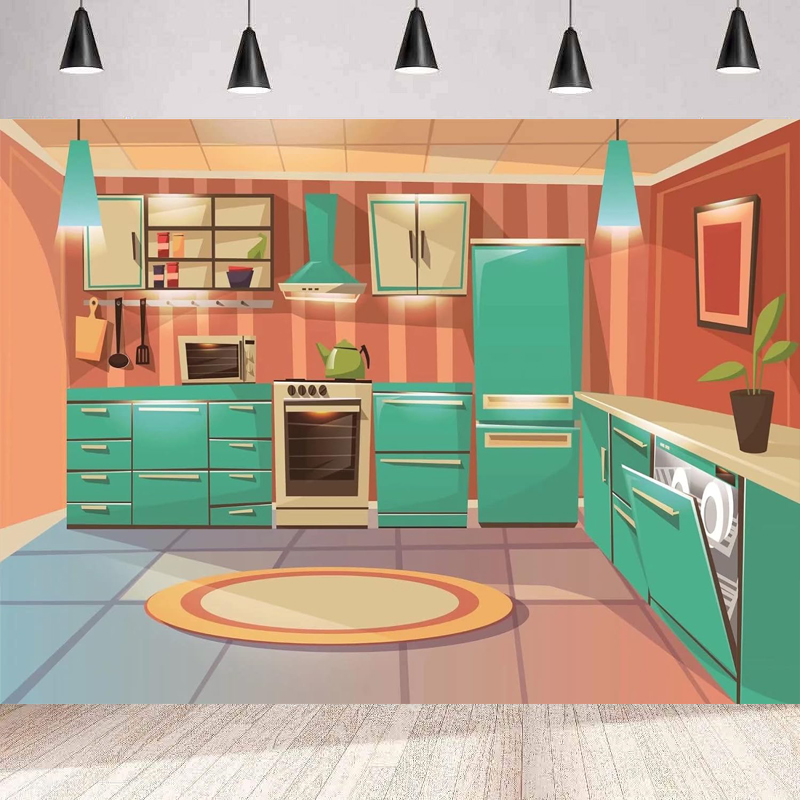 Kitchen Baking Cupboard - Toile de fond photographique de dessin