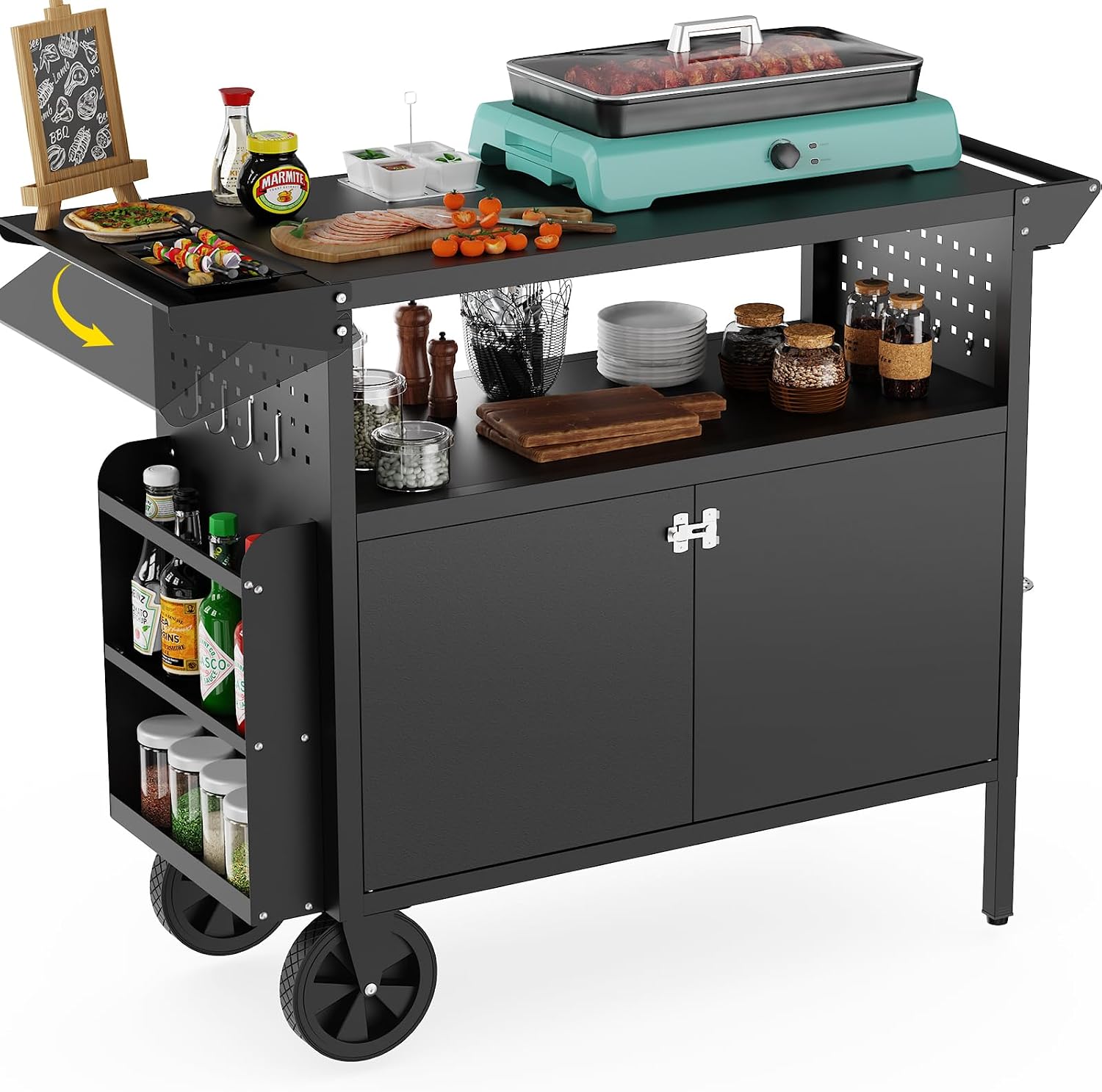 Kitchen Q - Table de barbecue d'extérieur avec rangement,
